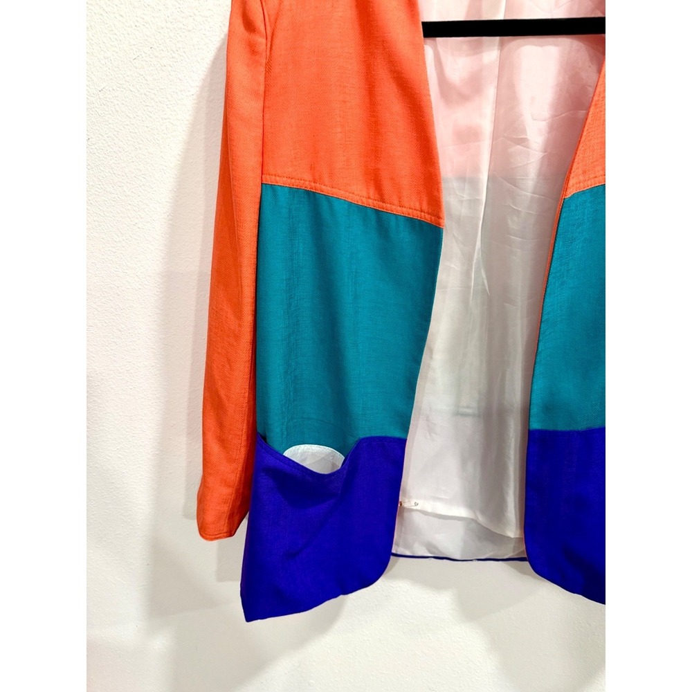 VTG Patchington Neon 80's Colorblock Blazer Jacket Size 6 Shoulder Pads Artsy - Picture 5 of 7